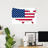 US-Karte, Flagge der Vereinigten Staaten Poster (Heimbüro)