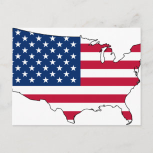 US-Karte, Flagge der Vereinigten Staaten Postkarte