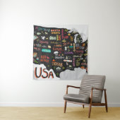 US-Karte: Illustriertes Poster Wandteppich (Beispiel)