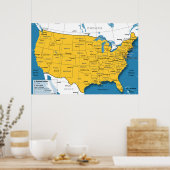US-Karte mit Namen und Hauptstädte der Staat Poster (Küche)