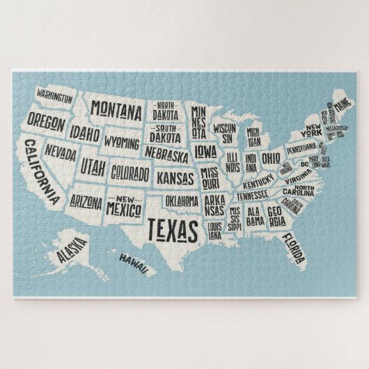 US-Karte mit Staat-Namen Puzzle (Horizontal)