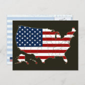 US-Karte und Flagge Postkarte (Vorne/Hinten)