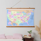 US-Karte Wandteppich Mit Holzrahmen (Schlafzimmer)