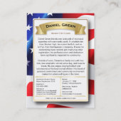 US-Kongresskarte für den Handel mit Waren der Priv Telefonnummerkarte (Rückseite)