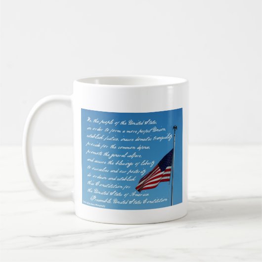US-Konstitutions-Präambel-Flaggen-Tasse Kaffeetasse (Links)