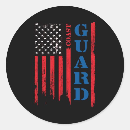 US-Küstenwache unter der Flagge Runder Aufkleber (Vorderseite)