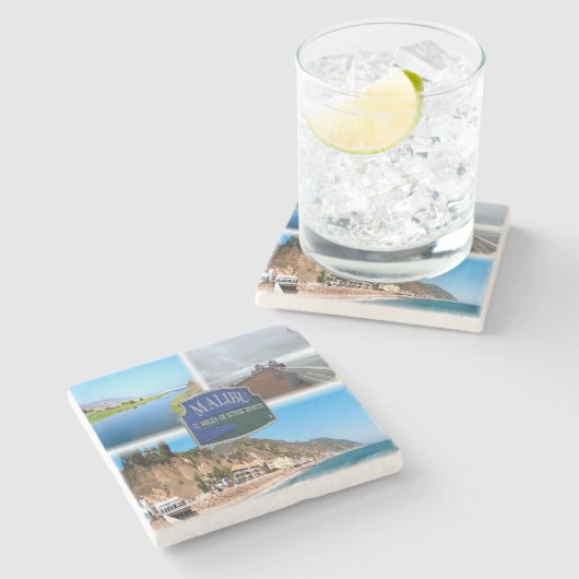 US Los Angeles - Malibu - Lagoon - Pier - Strand Steinuntersetzer (Seitenansicht)