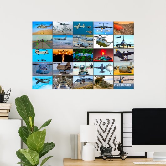 US-LUFTFAHRT "MONTAGE" POSTER (Heimbüro)
