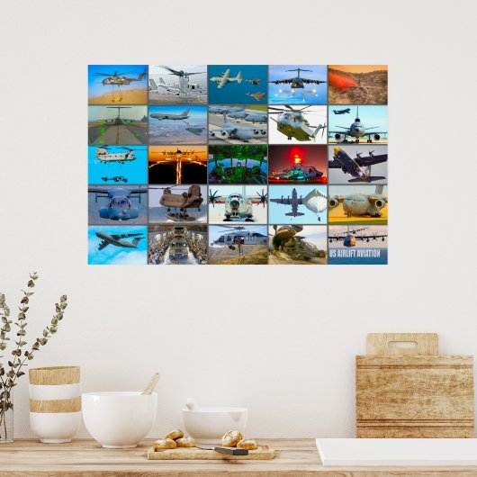 US-LUFTFAHRT "MONTAGE" POSTER (Küche)