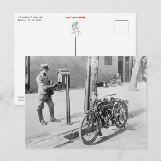 US Mailman & Motorcycle Postkarte (Vorne/Hinten)