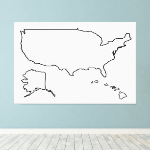 US Map Blank Kontur 60x40 inch United Staaten Leinwanddruck