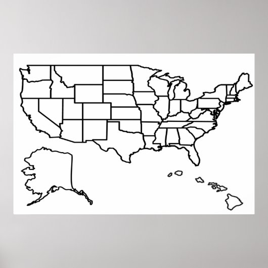 US Map Blank Kontur United Staaten Poster (Vorne)