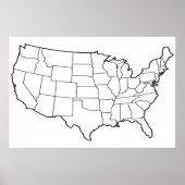 US Map Blank Kontur United Staaten Poster (Vorne)