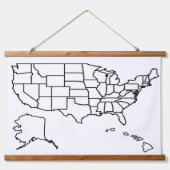 US Map Blank Kontur United Staaten Wandteppich Mit Holzrahmen (Vorne)
