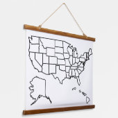 US Map Blank Kontur United Staaten Wandteppich Mit Holzrahmen (Gewinkelt)