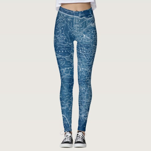 US Map Blueprint Leggings (Vorderseite)