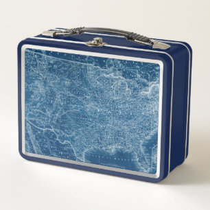 US Map Blueprint Metall Lunch Box