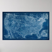 US Map Blueprint Poster (Vorne)