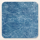 US Map Blueprint Rechteckiger Pappuntersetzer (Vorderseite)
