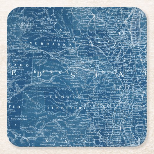US Map Blueprint Rechteckiger Pappuntersetzer (Vorderseite)