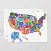 US MAP POSTKARTE (Vorne/Hinten)