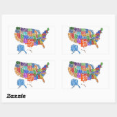 US MAP RECHTECKIGER AUFKLEBER (Blatt)