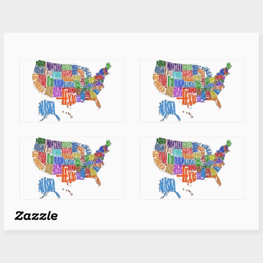 US MAP RECHTECKIGER AUFKLEBER (Blatt)