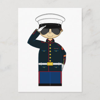 US Marine Corp NCO Saluting Postcard Postkarte