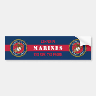US Marine Corps - Blue Red Strip Autoaufkleber
