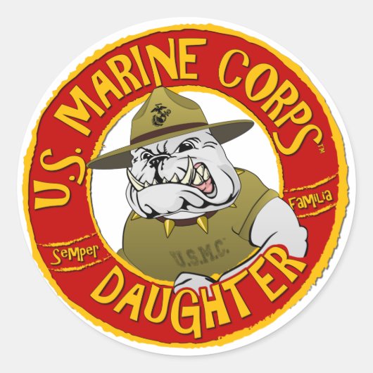 US Marine Corps Daughter Runder Aufkleber (Vorderseite)