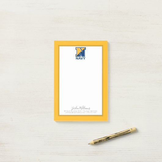 US-Marine | Marine Initial N Post-it Klebezettel (Auf Schreibtisch)