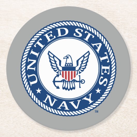 US-Marine | Navy Alt Emblem Runder Pappuntersetzer (Vorderseite)