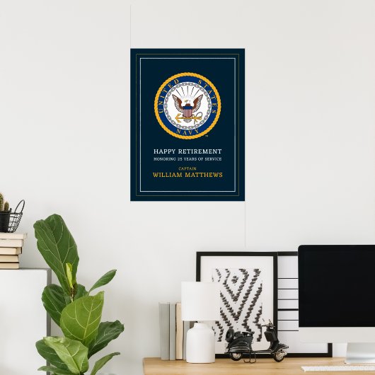 US-Marine | Navy Emblem | glückliche Pensionierung Poster (Heimbüro)
