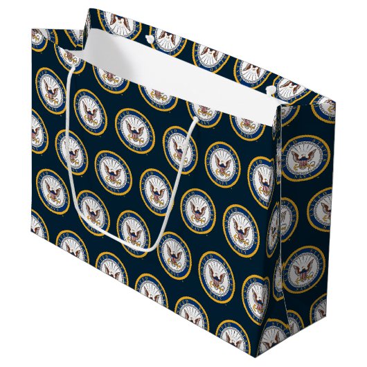 US-Marine | Navy Emblem Große Geschenktüte (Vorderseite Schrägansicht)
