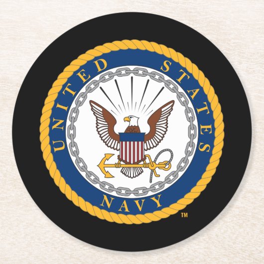 US-Marine | Navy Emblem Runder Pappuntersetzer (Vorderseite)