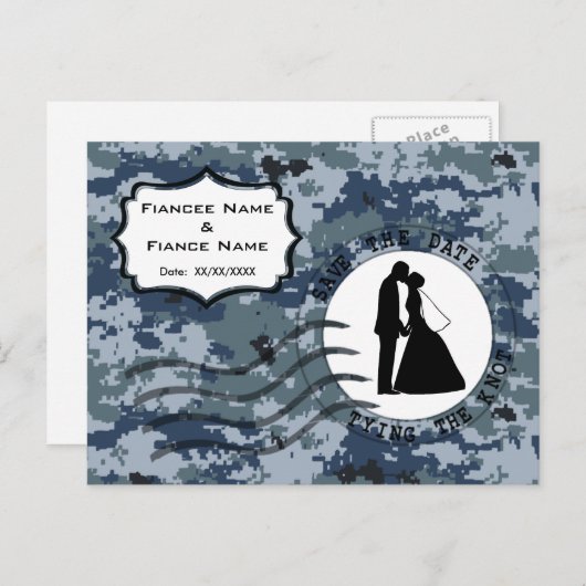 US MARINE Navy Save the Date & Braut und Bräuche Ankündigungspostkarte (Vorne/Hinten)