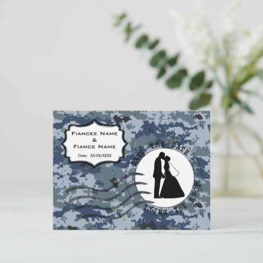 US MARINE Navy Save the Date & Braut und Bräuche Ankündigungspostkarte (Stehend Vorderseite)