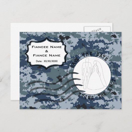 US MARINE Navy Save the Date & Braut und Bräuche Ankündigungspostkarte (Vorne/Hinten)