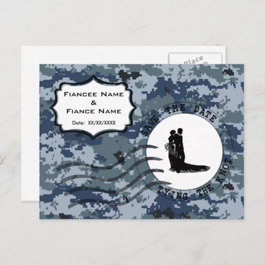 US MARINE Navy Save the Date & Braut und Bräuche Ankündigungspostkarte (Vorne/Hinten)