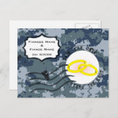 US MARINE Navy Save the Date & Rings Ankündigungspostkarte (Vorne/Hinten)