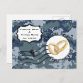 US MARINE Navy Save the Date & Rings Ankündigungspostkarte (Vorne/Hinten)