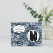 US MARINE Navy Save the Date & Tuxedo Ankündigungspostkarte (Stehend Vorderseite)