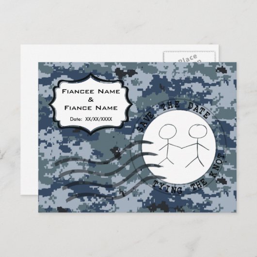 US MARINE Navy Save the Date und Couple Ankündigungspostkarte (Vorne/Hinten)