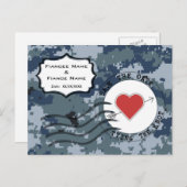 US MARINE Navy Save the Date und Herz Ankündigungspostkarte (Vorne/Hinten)