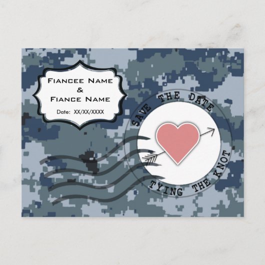 US MARINE Navy Save the Date und Herz Ankündigungspostkarte (Vorderseite)