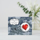 US MARINE Navy Save the Date und Herz Ankündigungspostkarte (Stehend Vorderseite)