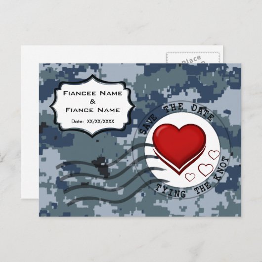 US MARINE Navy Save the Date und Herz Ankündigungspostkarte (Vorne/Hinten)