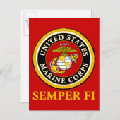 US Marine Offiziell Siegel - Semper Fi Postkarte (Vorne/Hinten)