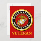 US Marine Offizielles Siegel - Veteran Postkarte (Vorne/Hinten)