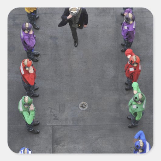 US-Marine Regenbogenhälften Quadratischer Aufkleber (Vorderseite)